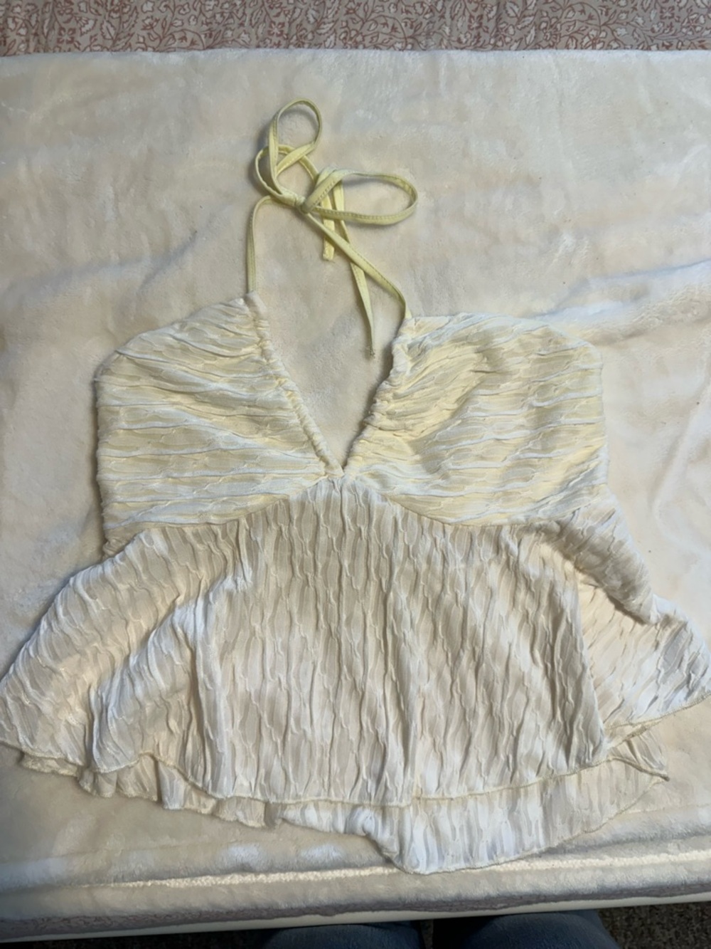 Women's Yellow Halter Peplum Tank Top